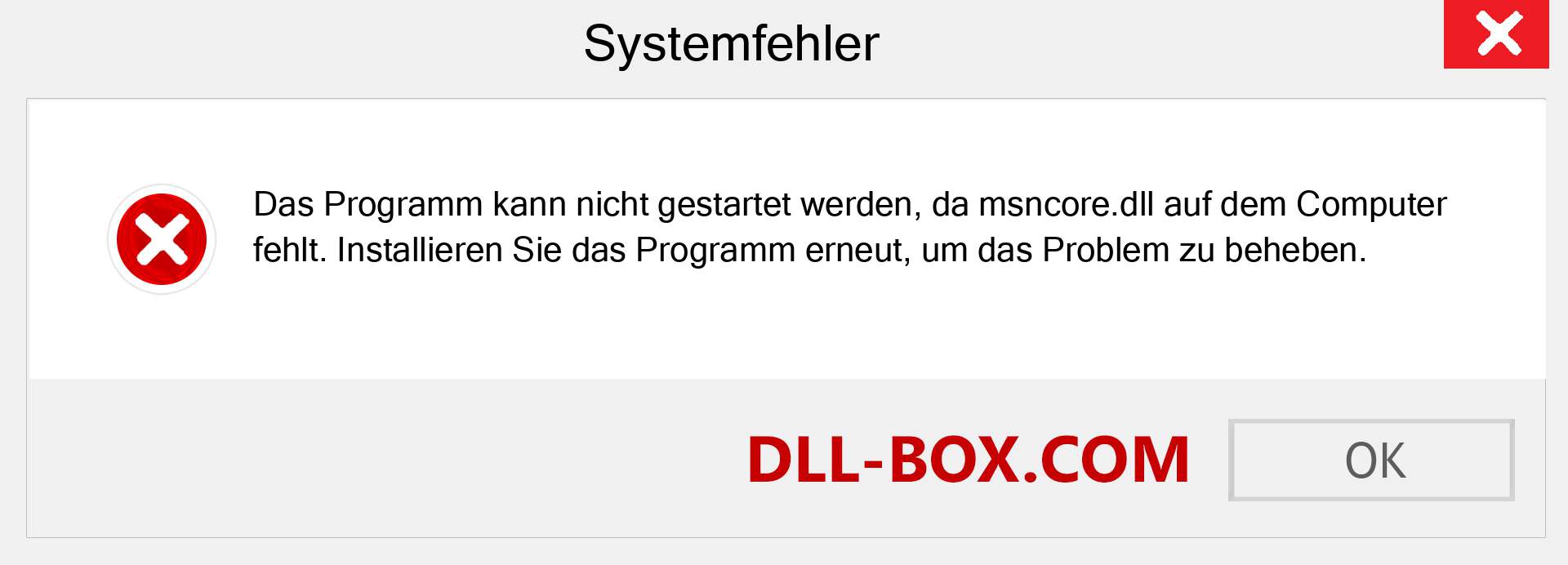 msncore.dll-Datei fehlt?. Download für Windows 7, 8, 10 - Fix msncore dll Missing Error unter Windows, Fotos, Bildern